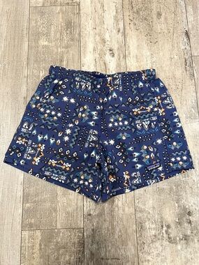 PATAGONIA Baggies 4" Nylon Shorts Net Plus Women XS Navy Blue Multicolor Pattern